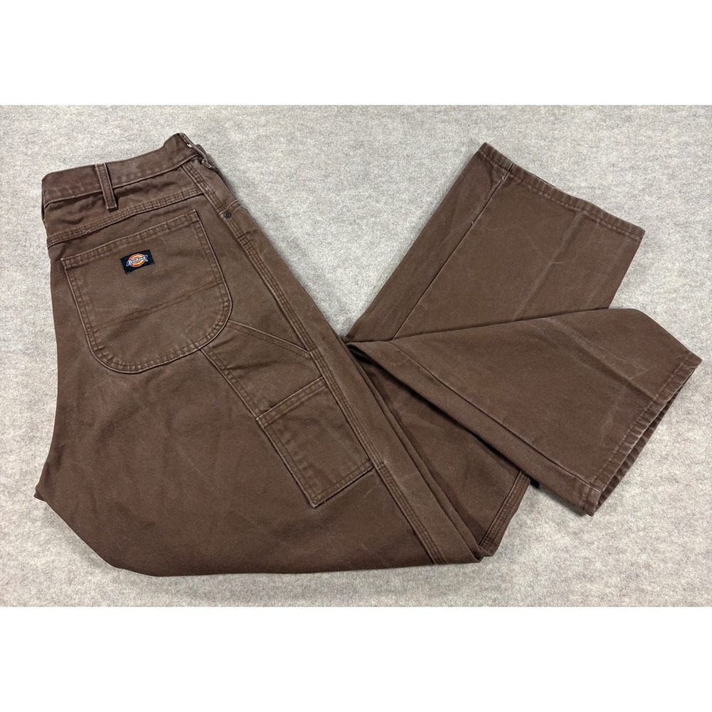 Dickies Mens Brown Duck Canvas Carpenter Pants 1939RTB 36x32 Utility Workwear